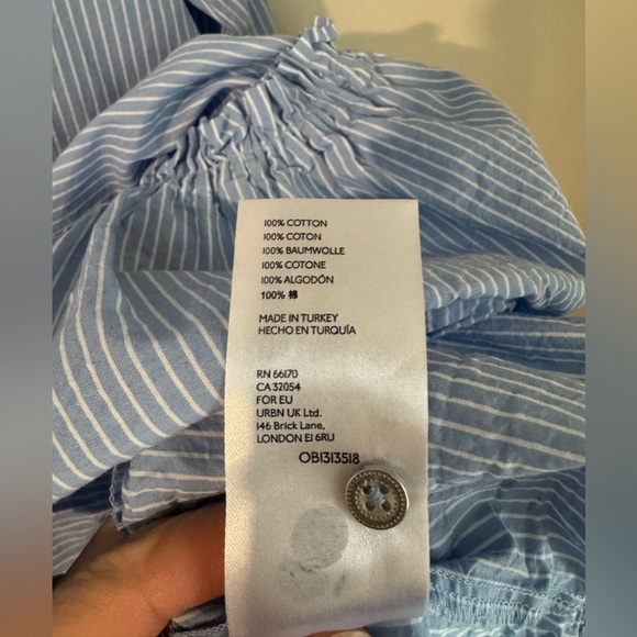 Anthropologie Sally Tunic shirt button down blue stripe Dress - Picture 5 of 7